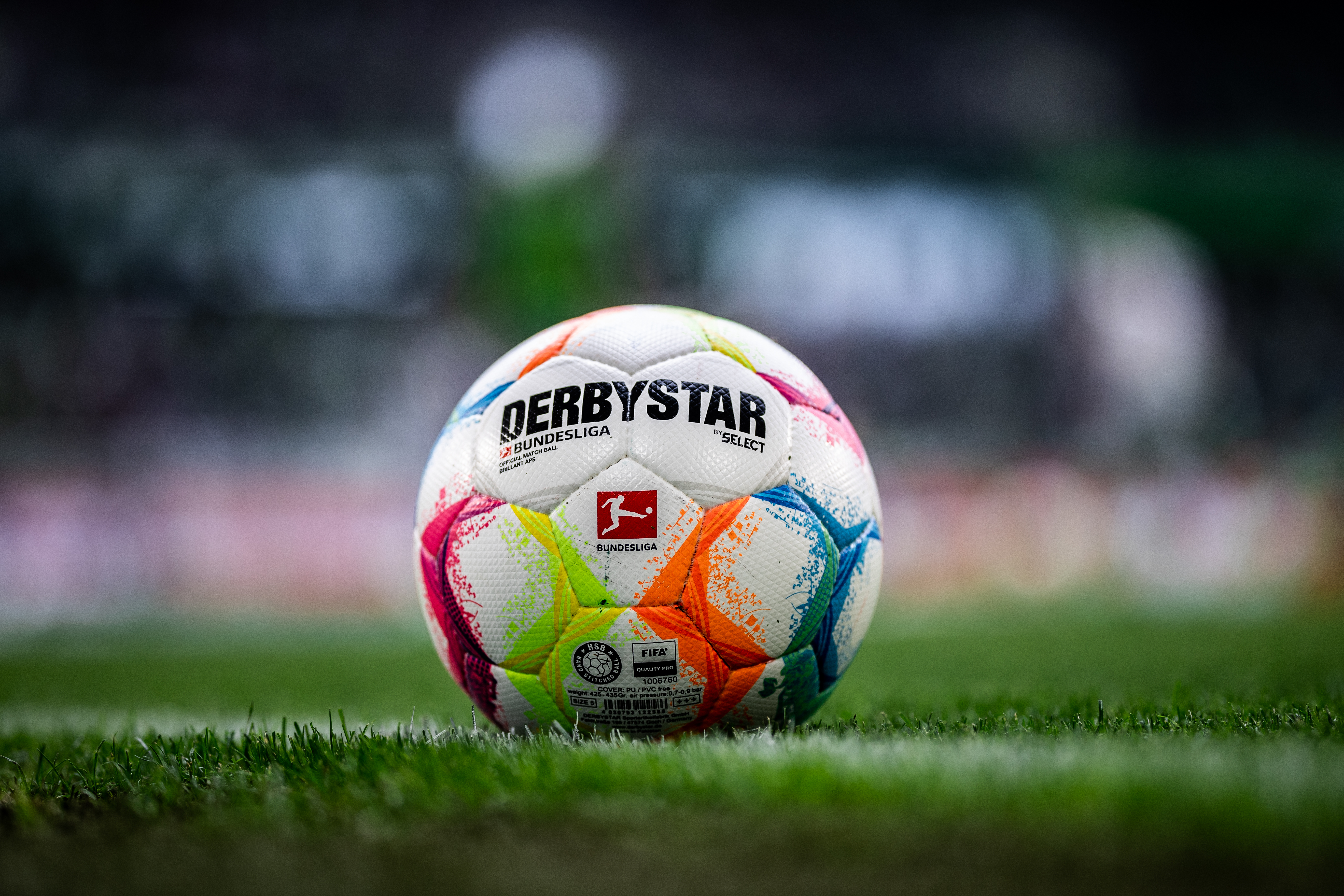 Derbystar match ball during the Bundesliga match between VfL Wolfsburg and FC Schalke 04 at Volkswagen Arena on August 20, 2022 in Wolfsburg, Germany.